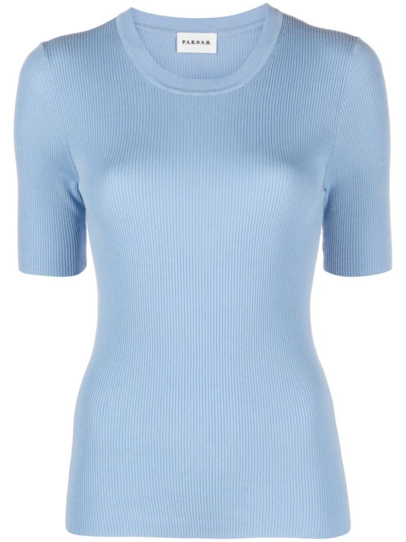 P.A.R.O.S.H. ribbed cotton-blend top - Blue von P.A.R.O.S.H.