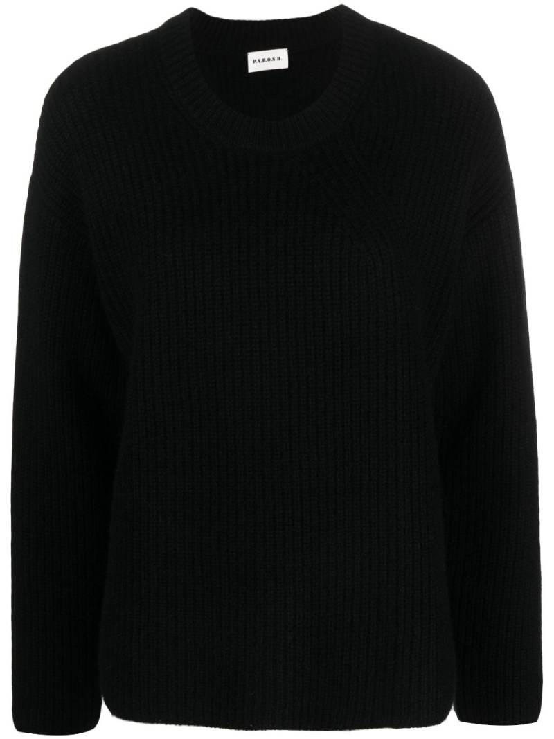 P.A.R.O.S.H. ribbed-knit cashmere sweatshirt - Black von P.A.R.O.S.H.