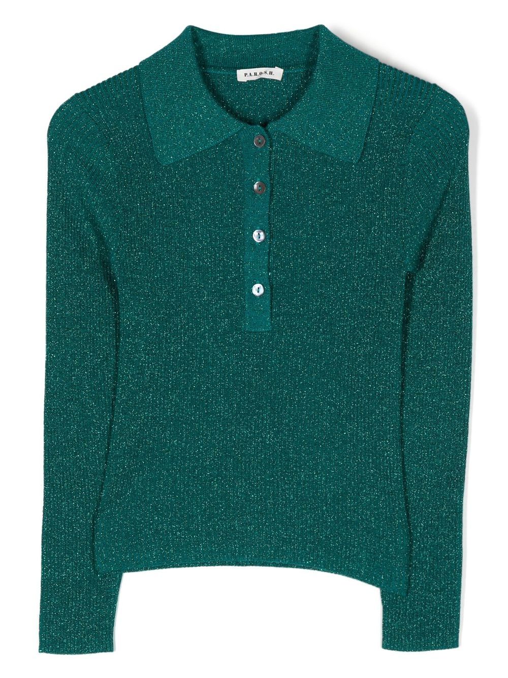 P.A.R.O.S.H. ribbed long-sleeve polo shirt - Green von P.A.R.O.S.H.