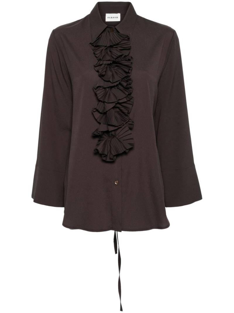 P.A.R.O.S.H. ruffled-detail long-sleeved blouse - Brown von P.A.R.O.S.H.