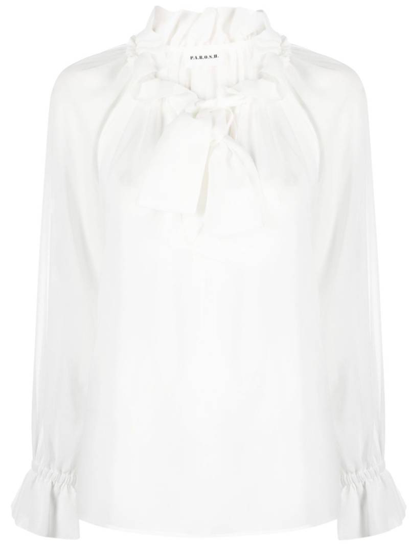 P.A.R.O.S.H. ruffled neck-tie blouse - White von P.A.R.O.S.H.