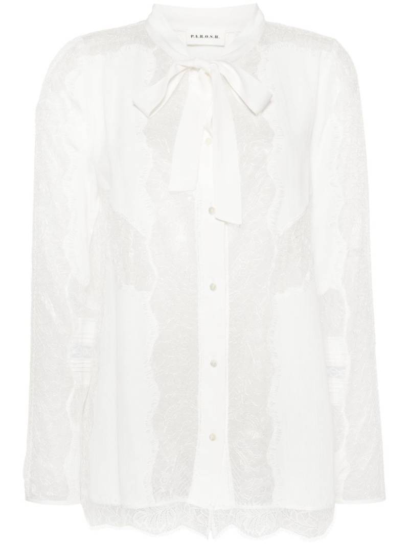 P.A.R.O.S.H. semi-sheer lace shirt - White von P.A.R.O.S.H.