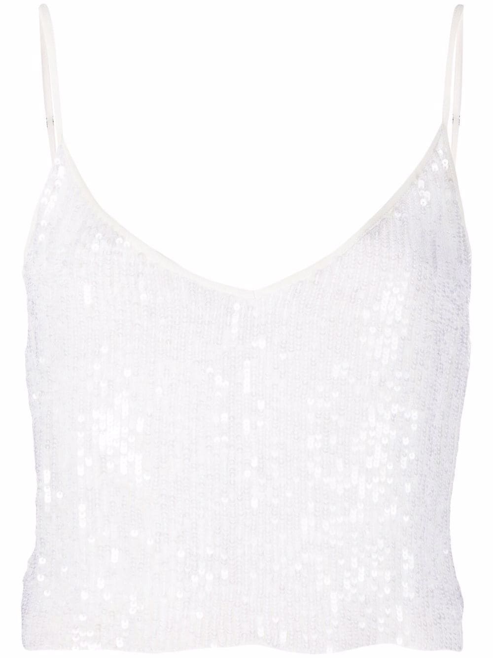 P.A.R.O.S.H. sequin-embellished cropped cami top - White von P.A.R.O.S.H.