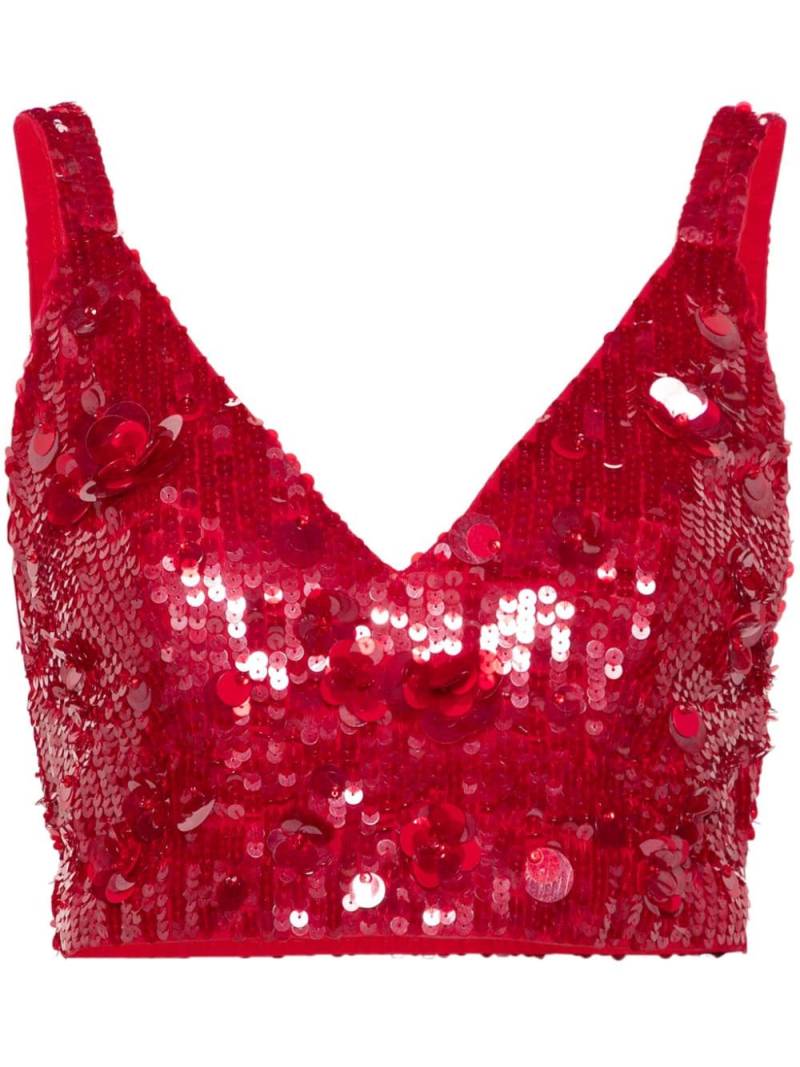 P.A.R.O.S.H. sequin-embellished cropped top - Red von P.A.R.O.S.H.