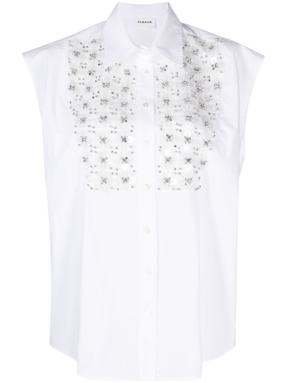 P.A.R.O.S.H. sequined sleeveless cotton blouse - White von P.A.R.O.S.H.