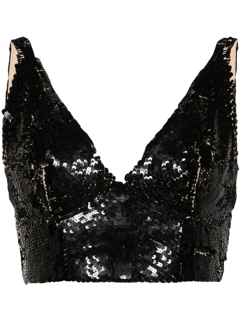 P.A.R.O.S.H. sequinned crop top - Black von P.A.R.O.S.H.