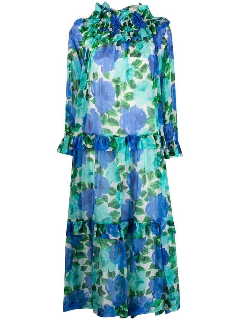 P.A.R.O.S.H. silk floral-print midi dress - Blue von P.A.R.O.S.H.