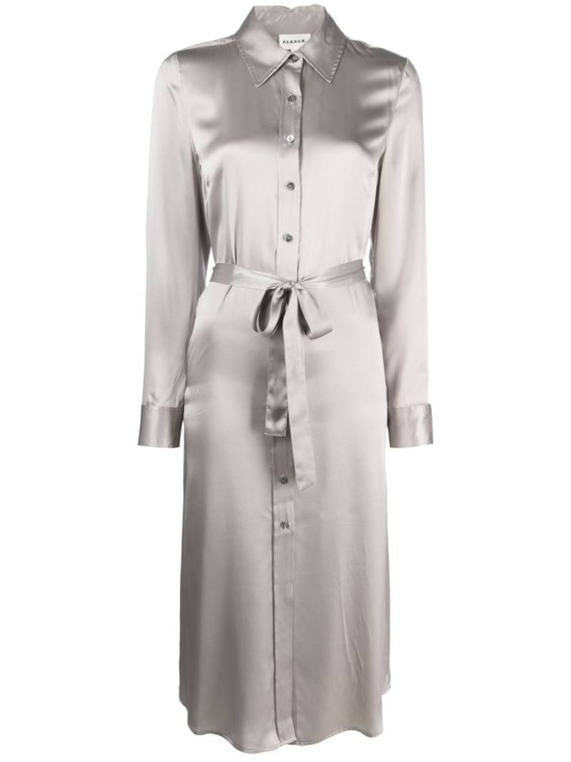 P.A.R.O.S.H. silk-satin shirt midi dress - Grey von P.A.R.O.S.H.