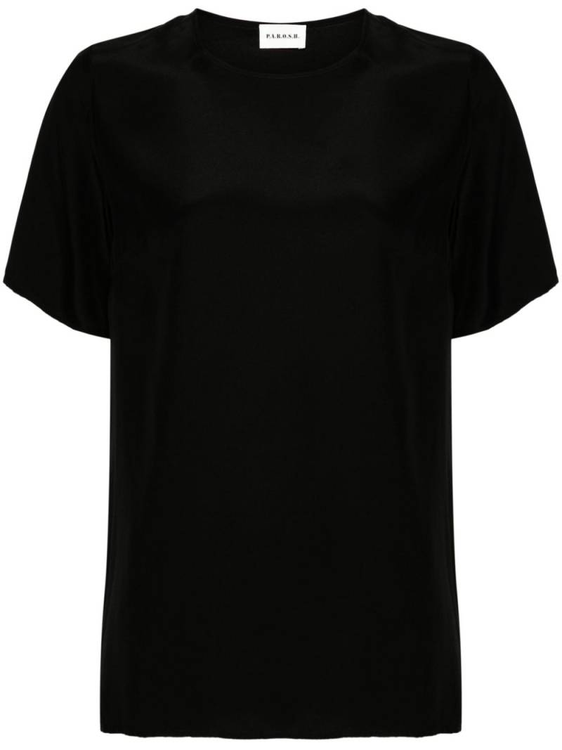 P.A.R.O.S.H. silk short-sleeved blouse - Black von P.A.R.O.S.H.