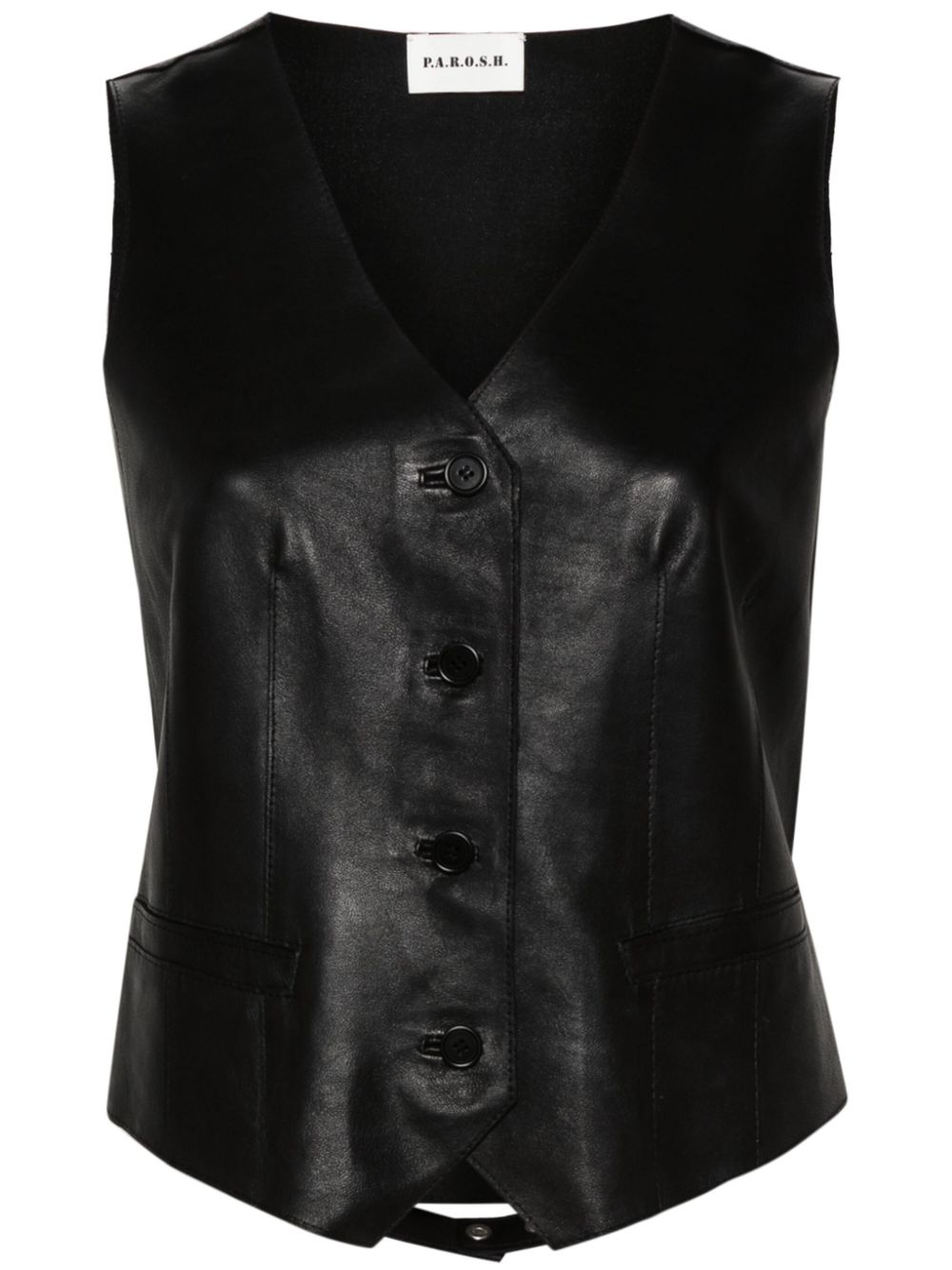 P.A.R.O.S.H. single-breasted leather waistcoat - Black von P.A.R.O.S.H.