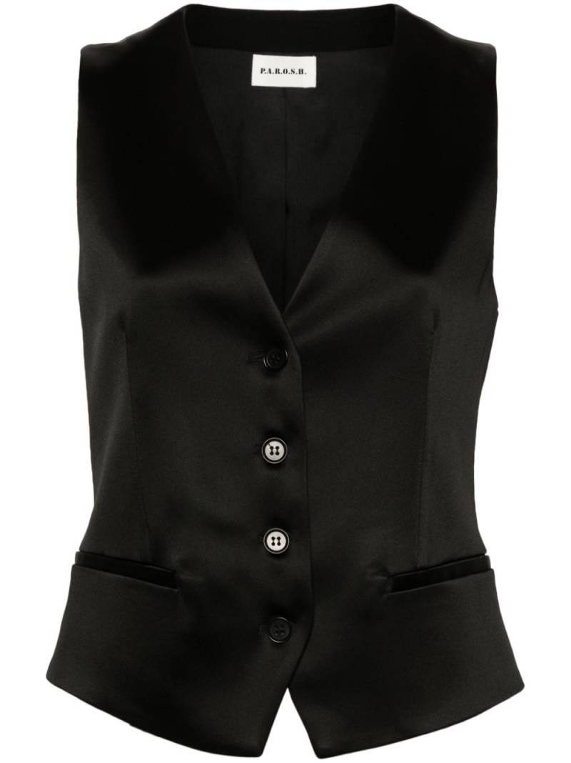 P.A.R.O.S.H. single-breasted satin gilet - Black von P.A.R.O.S.H.