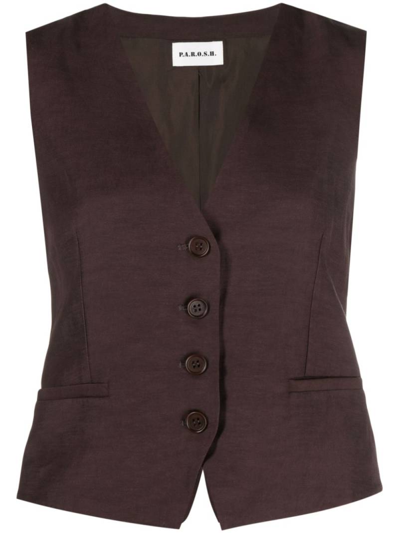 P.A.R.O.S.H. tailored button-up gilet - Brown von P.A.R.O.S.H.