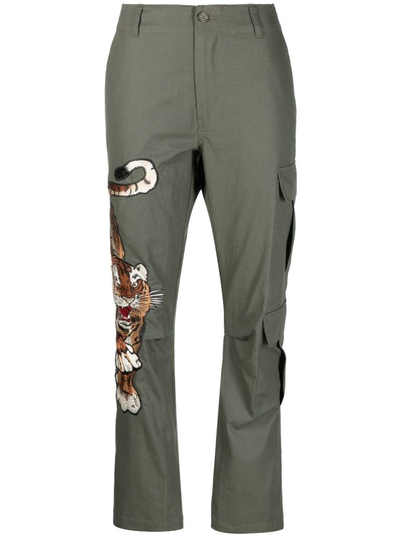 P.A.R.O.S.H. tiger-motif embroidered cargo trousers - Green von P.A.R.O.S.H.