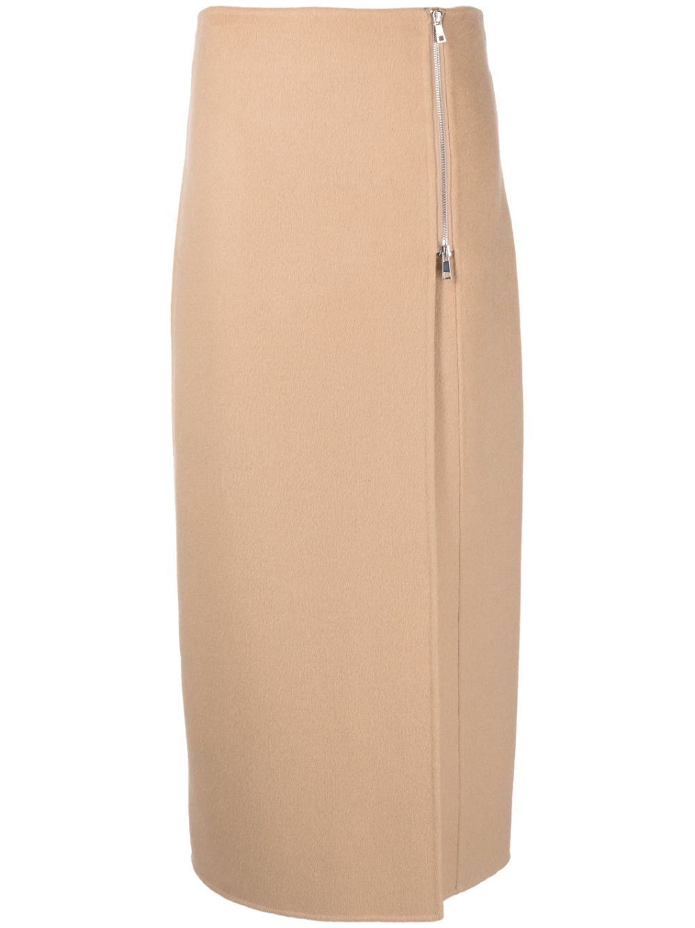 P.A.R.O.S.H. zip-up straight wool skirt - Neutrals von P.A.R.O.S.H.