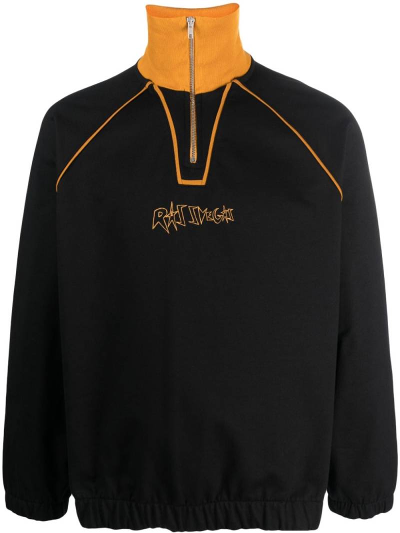 RASSVET slogan-embroidered zipped cotton sweatshirt - Black von RASSVET