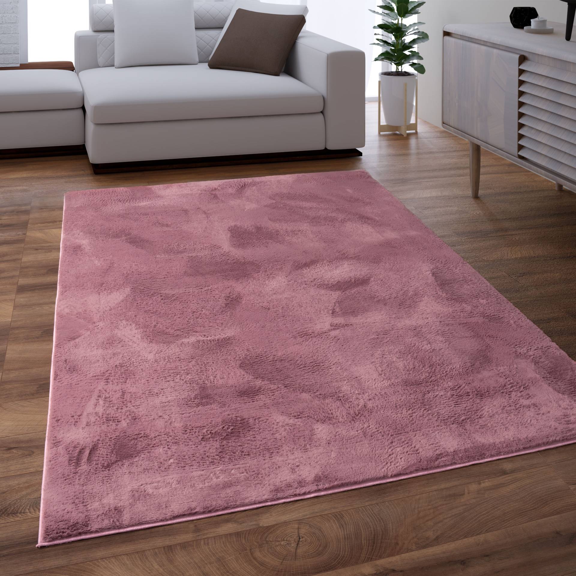 Paco Home Fellteppich »Kunstfell Soft 380«, rechteckig, 14 mm Höhe, Langflor, Kuschelteppich - besonders weich, Uni-Farben von PACO HOME