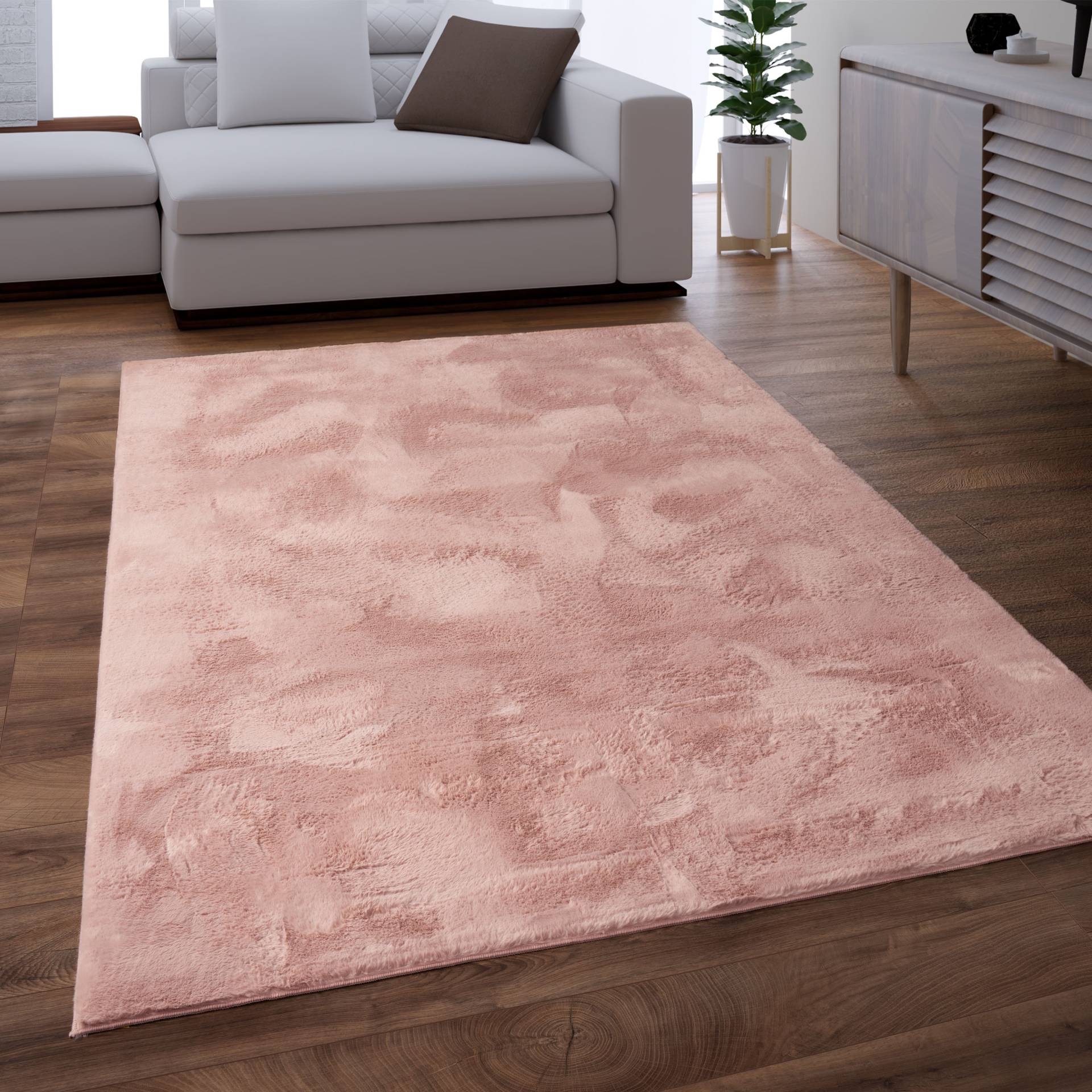 Paco Home Fellteppich »Kunstfell Soft 380«, rechteckig, 14 mm Höhe, Langflor, Kuschelteppich - besonders weich, Uni-Farben von PACO HOME