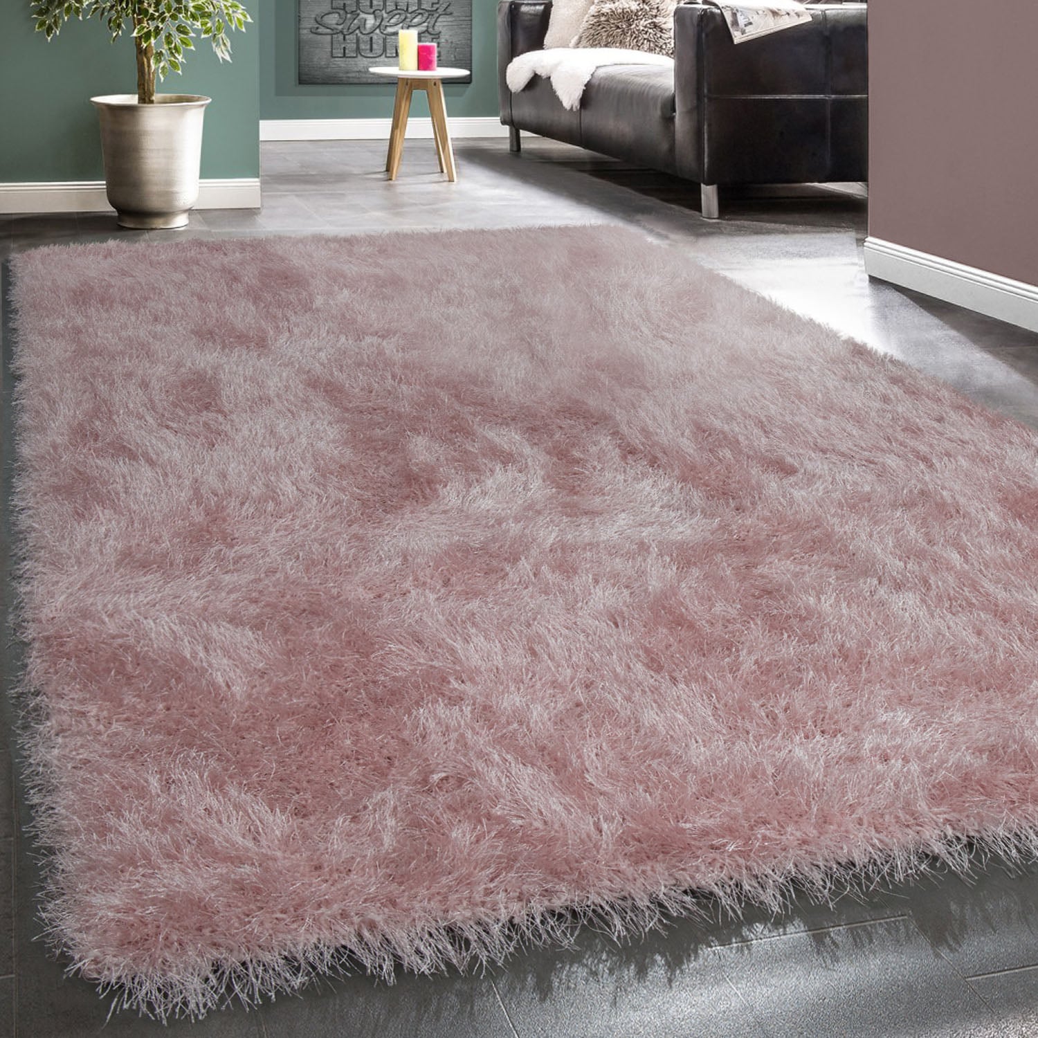 Paco Home Hochflor-Teppich »Glamour 300«, rechteckig, Uni Farben, mit weichem Glanz Garn, auch als Läufer erhältlich von PACO HOME