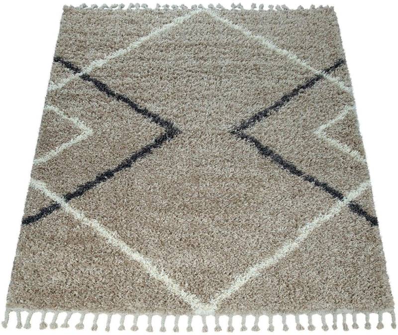 Paco Home Hochflor-Teppich »Helsinki 530«, rechteckig, 45 mm Höhe, weicher Hochflor-Shaggy, Scandi Design, mit Fransen von PACO HOME