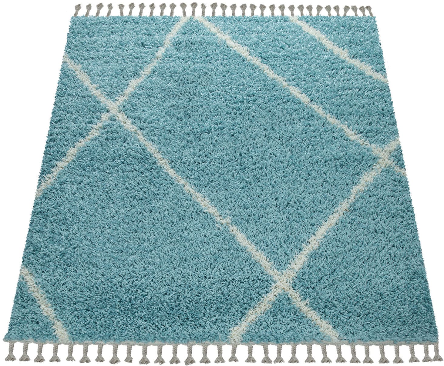 Paco Home Hochflor-Teppich »Helsinki 531«, rechteckig, 45 mm Höhe, weicher Hochflor-Shaggy, Scandi Design, mit Fransen von PACO HOME