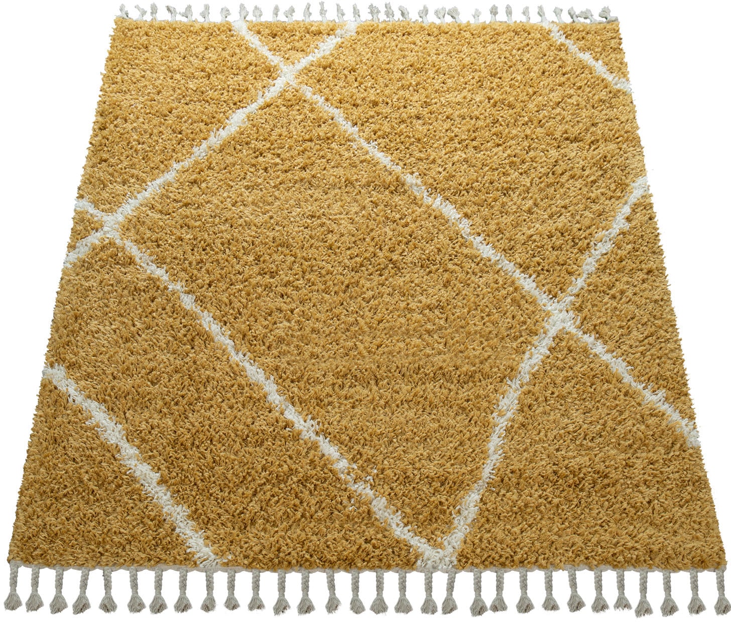 Paco Home Hochflor-Teppich »Helsinki 531«, rechteckig, weicher Hochflor-Shaggy, Scandi Design, mit Fransen von PACO HOME