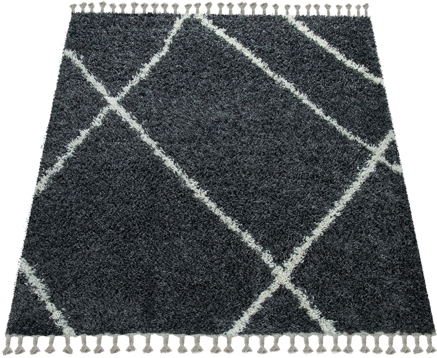 Paco Home Hochflor-Teppich »Helsinki 531«, rechteckig, weicher Hochflor-Shaggy, Scandi Design, mit Fransen von PACO HOME