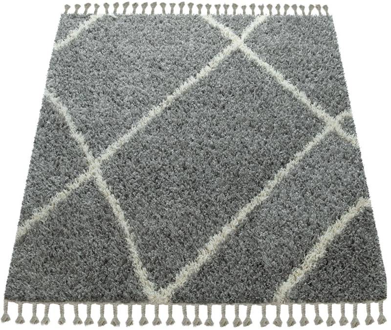 Paco Home Hochflor-Teppich »Helsinki 531«, rechteckig, 45 mm Höhe, weicher Hochflor-Shaggy, Scandi Design, mit Fransen von PACO HOME