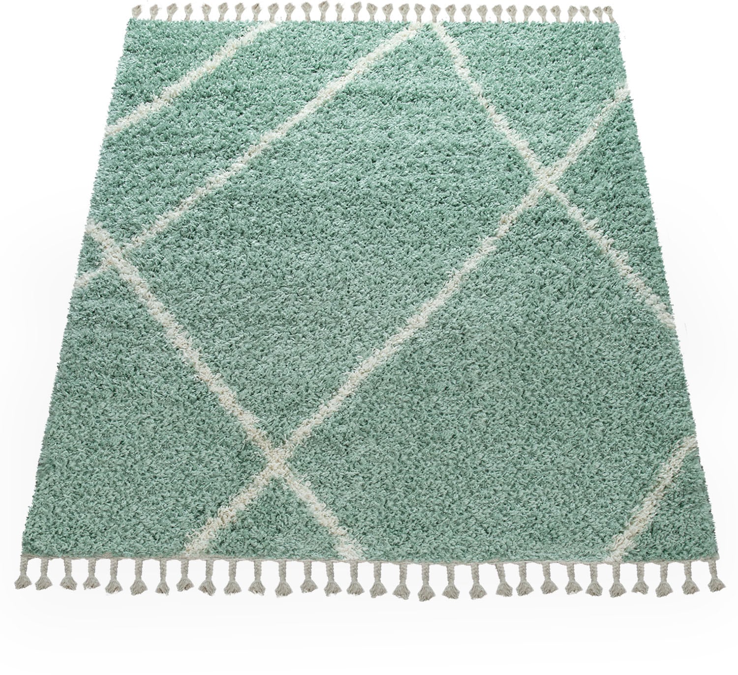 Paco Home Hochflor-Teppich »Helsinki 531«, rechteckig, weicher Hochflor-Shaggy, Scandi Design, mit Fransen von PACO HOME