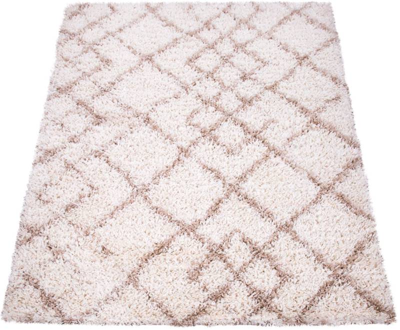 Paco Home Hochflor-Teppich »Kalmar 449«, rechteckig, 44 mm Höhe, Shaggy, Scandi Design, modernes Rauten Muster, weich & kuschelig von PACO HOME