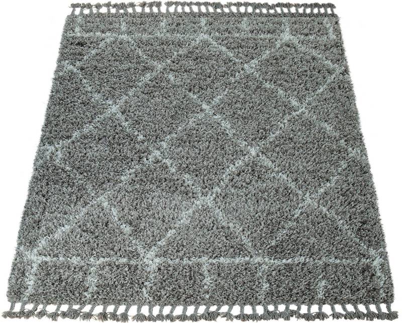 Paco Home Hochflor-Teppich »Nador 755«, rechteckig, 54 mm Höhe, weicher Shaggy mit Rauten Design und Fransen von PACO HOME