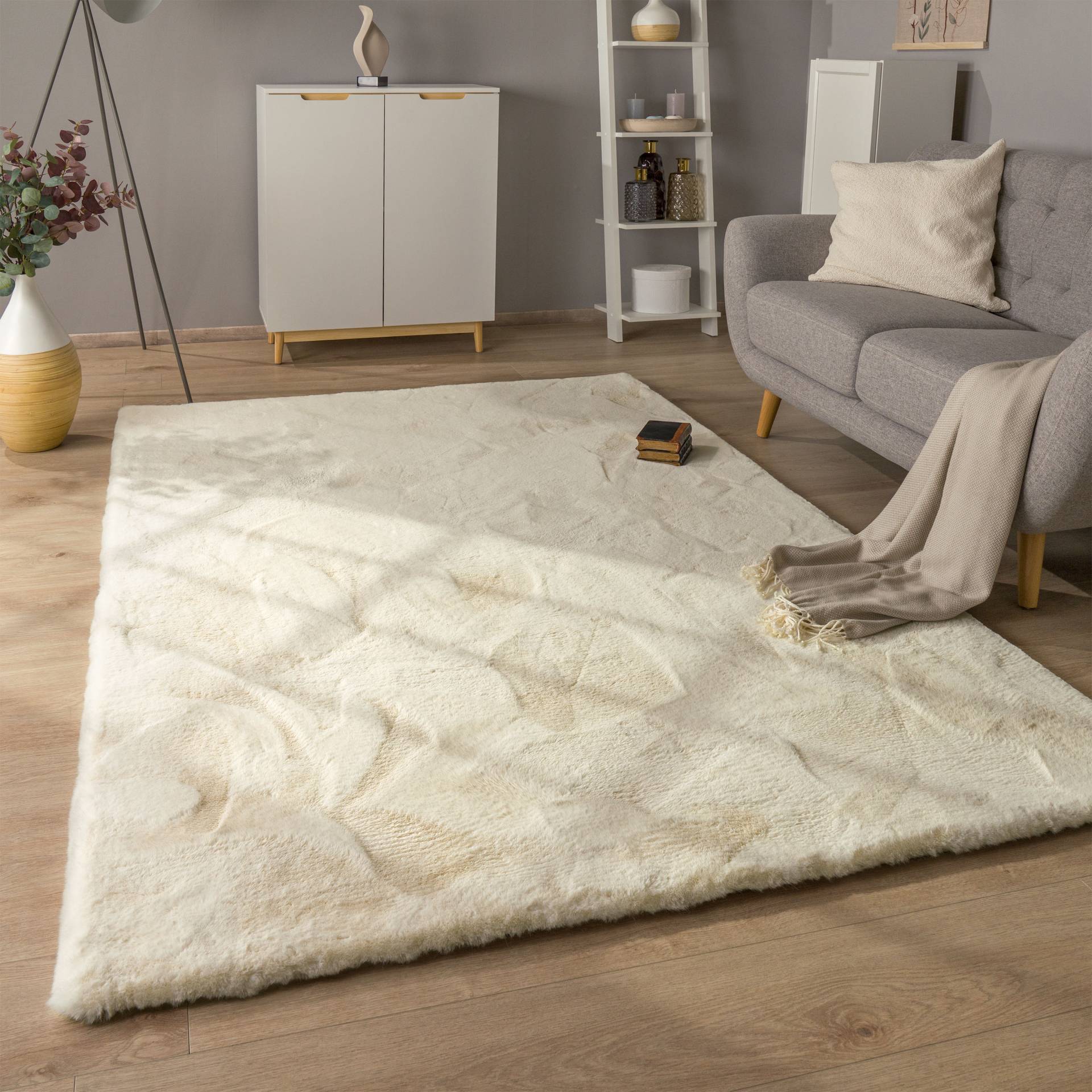 Paco Home Hochflor-Teppich »Rabbit Deluxe 860«, rechteckig, 39 mm Höhe, Kunstfell, Uni-Farben, sehr weicher Flor, Wohnzimmer, Schlafzimmer von PACO HOME