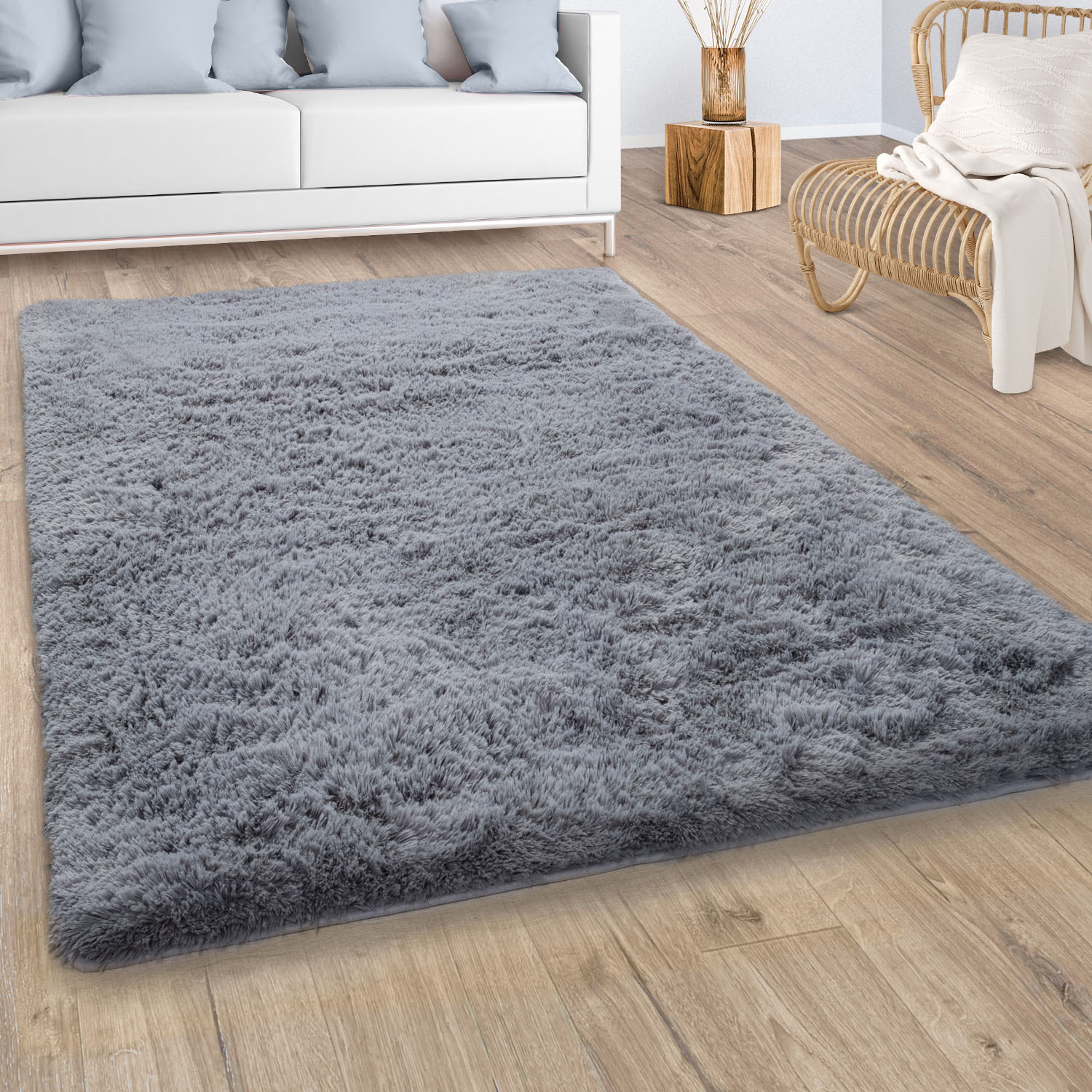 Paco Home Hochflor-Teppich »Silky 591«, rechteckig, Uni-Farben, besonders weich und kuschelig von PACO HOME