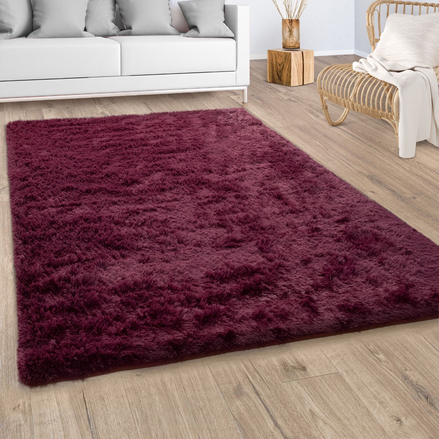 Paco Home Hochflor-Teppich »Silky 591«, rechteckig, 37 mm Höhe, Uni-Farben, besonders weich und kuschelig von PACO HOME