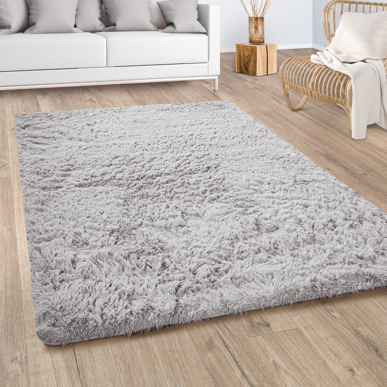 Paco Home Hochflor-Teppich »Silky 591«, rechteckig, Uni-Farben, besonders weich und kuschelig von PACO HOME