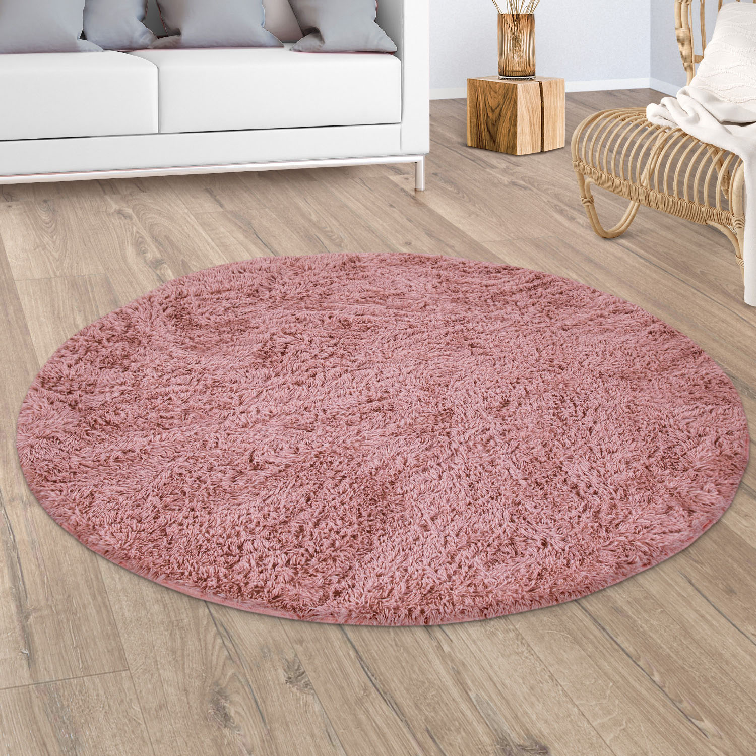 Paco Home Hochflor-Teppich »Silky 591«, rund, 37 mm Höhe, Uni Farben, besonders weich und kuschelig von PACO HOME