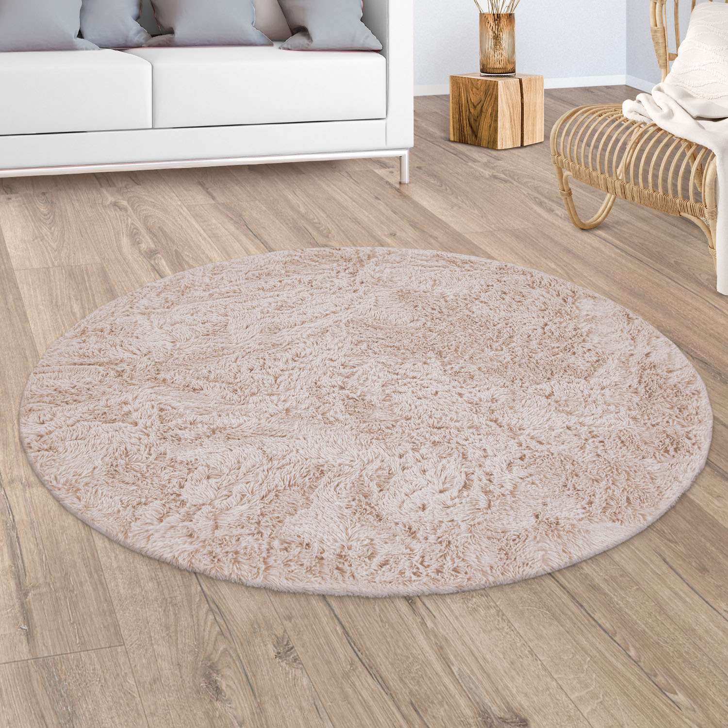 Paco Home Hochflor-Teppich »Silky 591«, rund, Uni Farben, besonders weich und kuschelig von PACO HOME