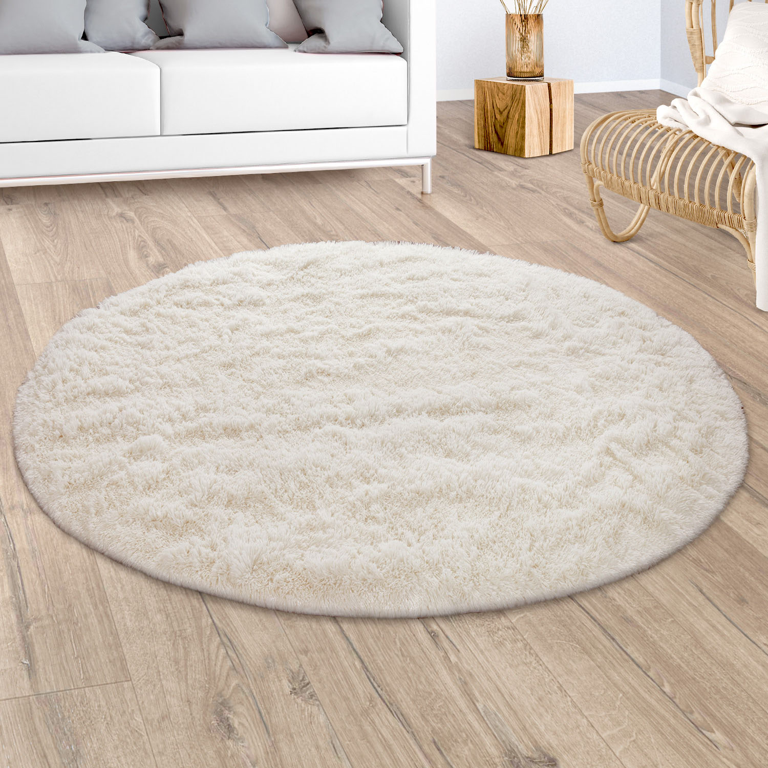 Paco Home Hochflor-Teppich »Silky 591«, rund, Uni Farben, besonders weich und kuschelig von PACO HOME