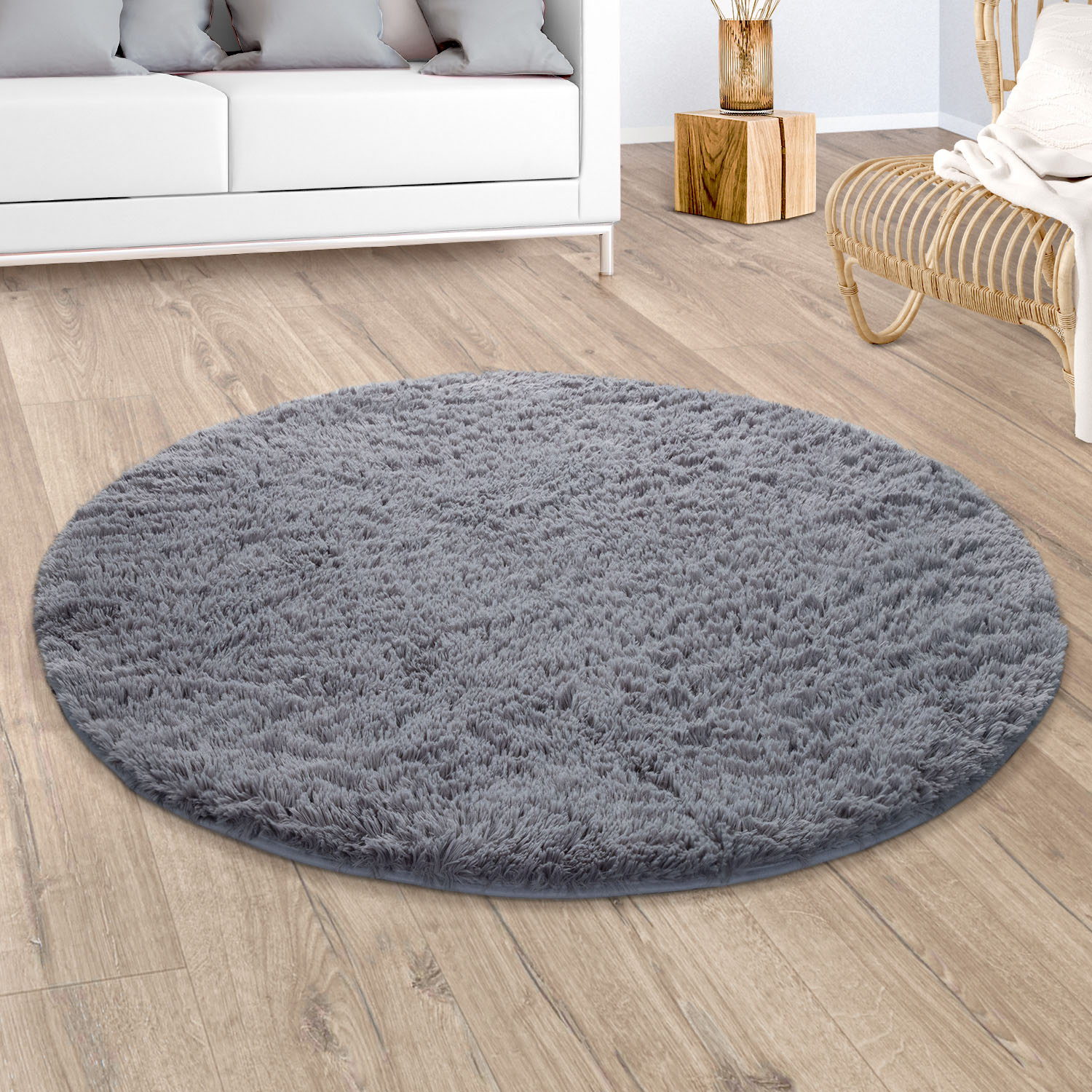 Paco Home Hochflor-Teppich »Silky 591«, rund, Uni Farben, besonders weich und kuschelig von PACO HOME