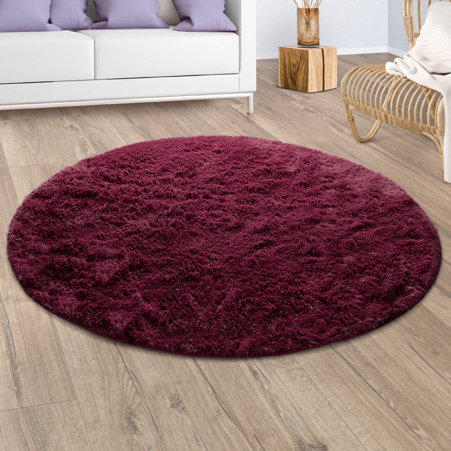 Paco Home Hochflor-Teppich »Silky 591«, rund, Uni Farben, besonders weich und kuschelig von PACO HOME