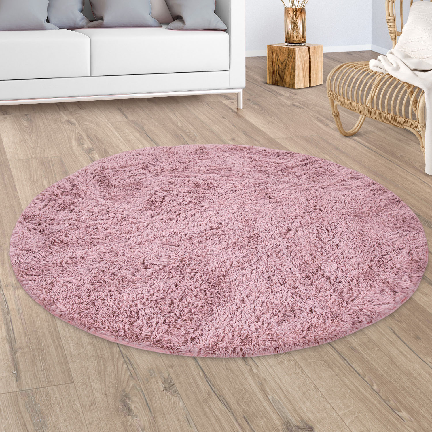 Paco Home Hochflor-Teppich »Silky 591«, rund, 37 mm Höhe, Uni Farben, besonders weich und kuschelig von PACO HOME