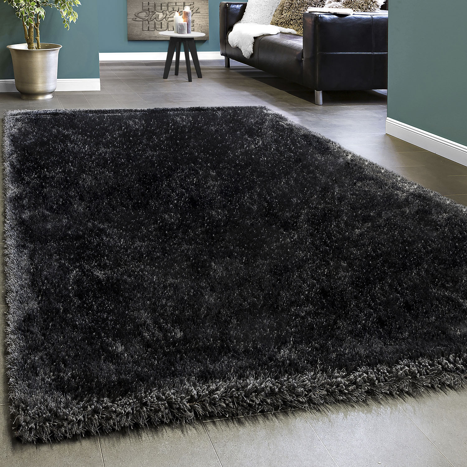 Paco Home Hochflor-Teppich »Touch 100«, rechteckig, weicher Uni Shaggy mit Glanz Garn, Wohnzimmer von PACO HOME