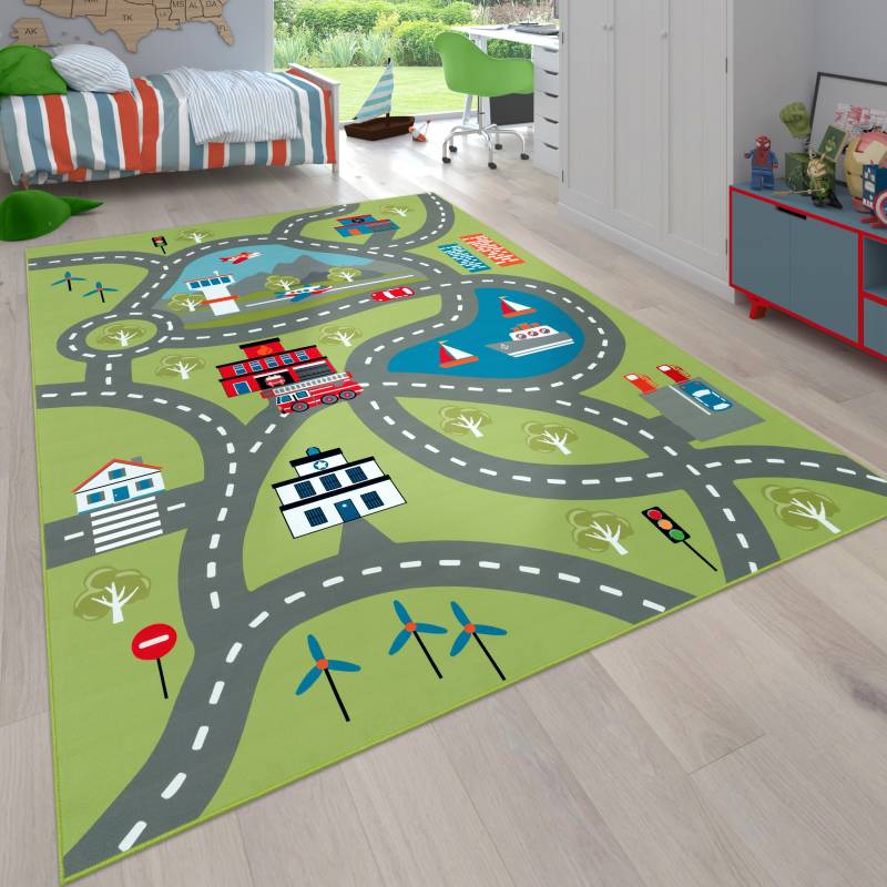 Paco Home Kinderteppich »Bino 562«, rechteckig, Kurzflor, Strassen-Spiel-Teppich, Motiv Flughafen, Kinderzimmer von PACO HOME