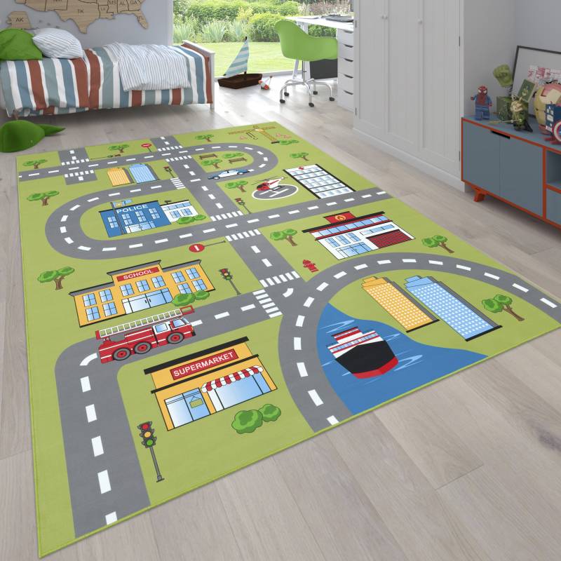 Paco Home Kinderteppich »Bino 570«, rechteckig, 4 mm Höhe, Kurzflor, Strassen-Spiel-Teppich, Kinderzimmer von PACO HOME