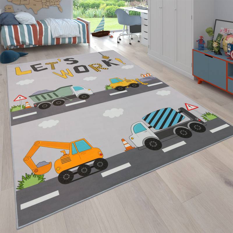 Paco Home Kinderteppich »Bino 578«, rechteckig, 4 mm Höhe, Spielteppich, Motiv Autos & Baustelle, Kinderzimmer von PACO HOME