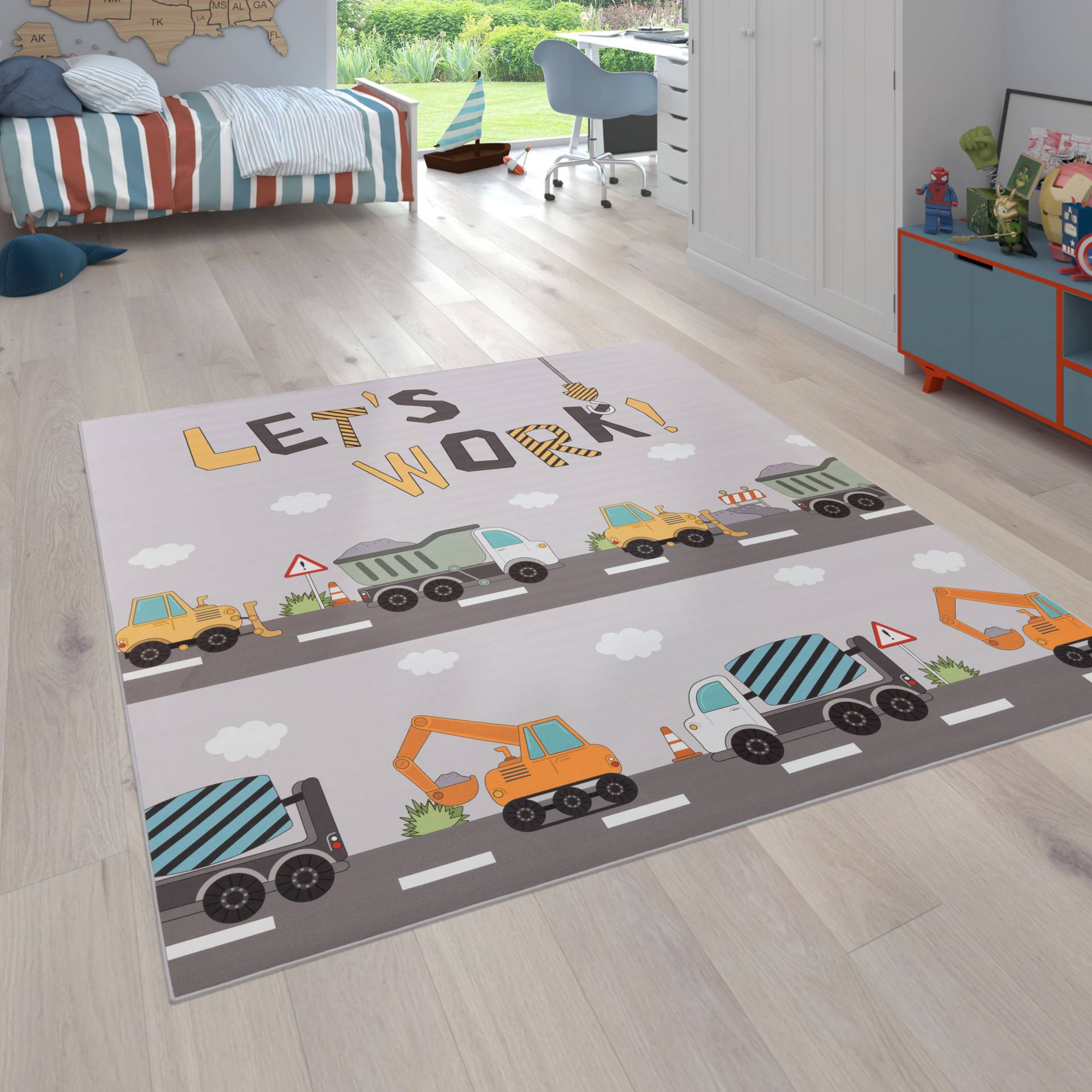 Paco Home Kinderteppich »Bino 578«, rechteckig, Spielteppich, Motiv Autos & Baustelle, Kinderzimmer von PACO HOME