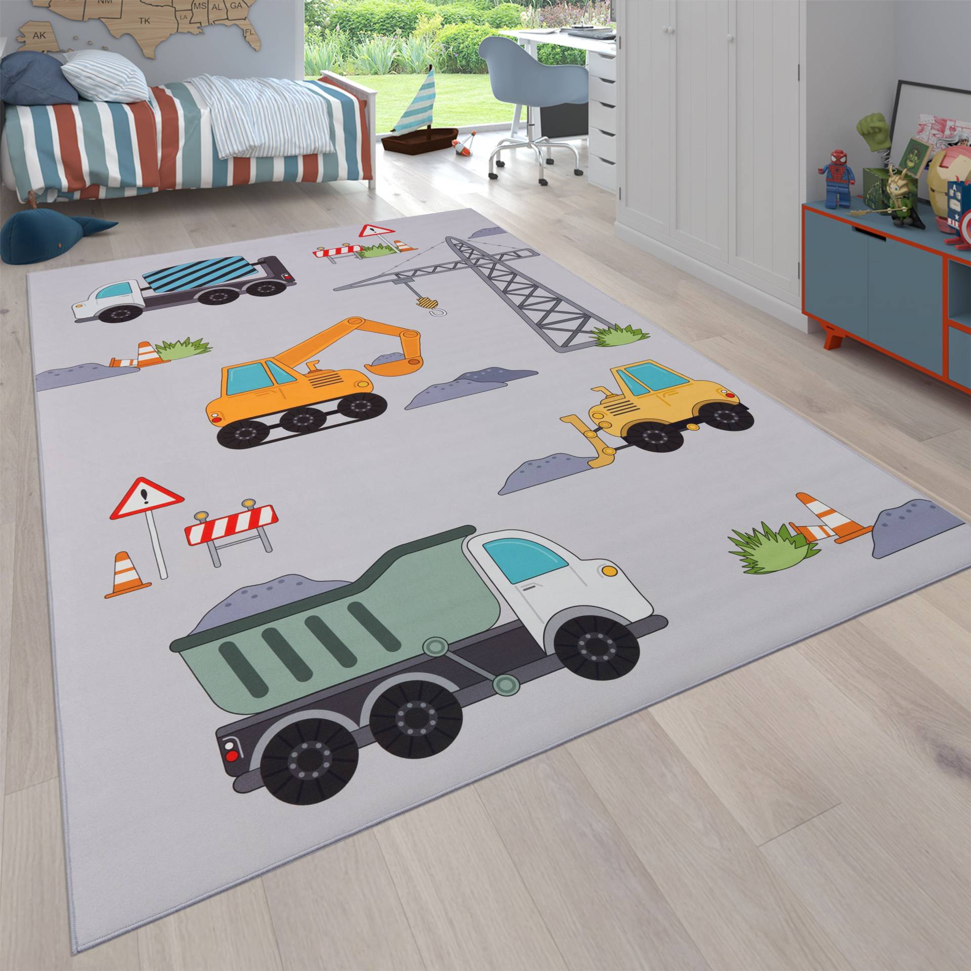 Paco Home Kinderteppich »Bino 579«, rechteckig, Spielteppich, Motiv Autos & Baustelle, Kinderzimmer von PACO HOME