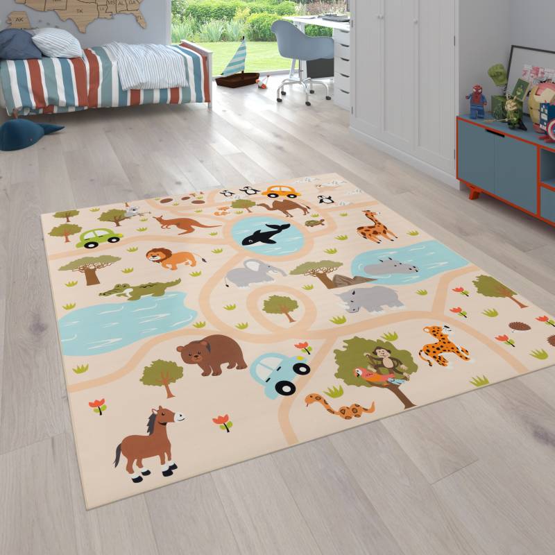 Paco Home Kinderteppich »Bino 580«, rechteckig, 4 mm Höhe, Spielteppich, Motiv Strasse & Autos, Kinderzimmer von PACO HOME