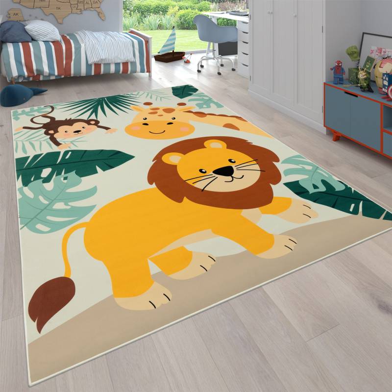 Paco Home Kinderteppich »Bino 582«, rechteckig, 4 mm Höhe, Spielteppich, Motiv Tiere, Löwe & Giraffe, Kinderzimmer von PACO HOME