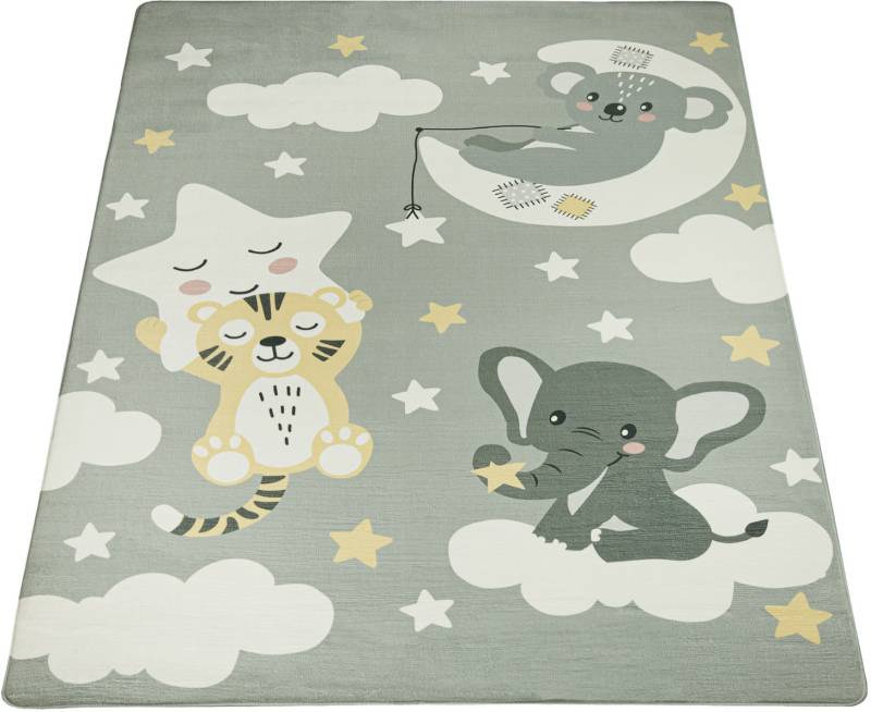 Paco Home Kinderteppich »Chicos 551«, rechteckig, 2 mm Höhe, Flachgewebe, niedliches Kinder Design, Motiv Tiere, Kinderzimmer von PACO HOME