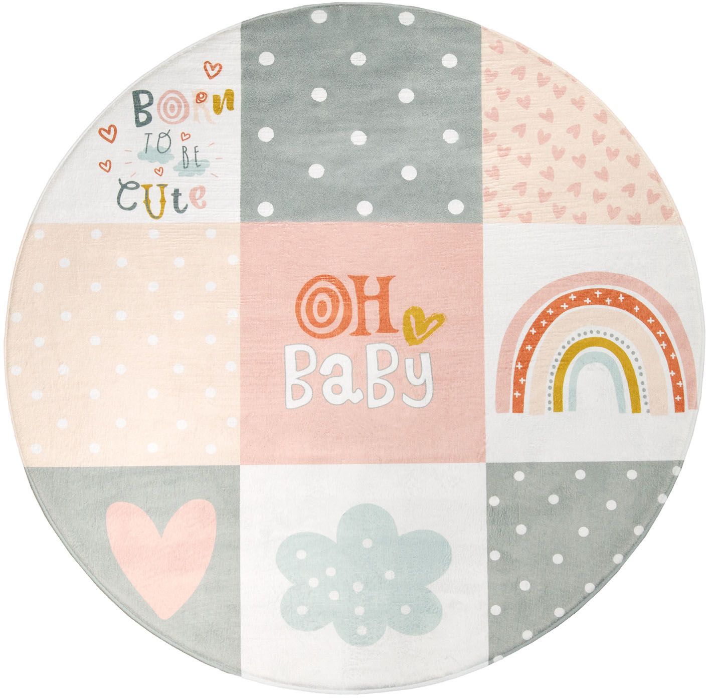 Paco Home Kinderteppich »Chicos 554«, rund, gewebt, Patchwork Design, mit Schriftzug & Regenbogen oder Sternen von PACO HOME